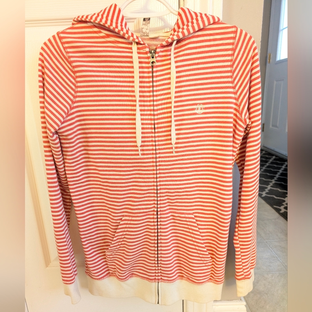 Element Red and White Striped Hoodie Vest
